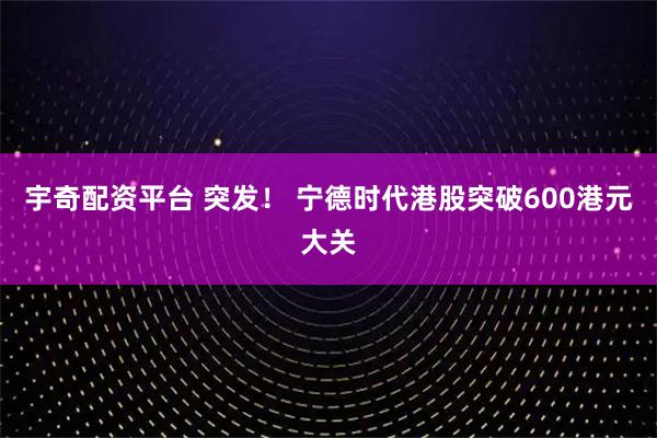 宇奇配资平台 突发！ 宁德时代港股突破600港元大关